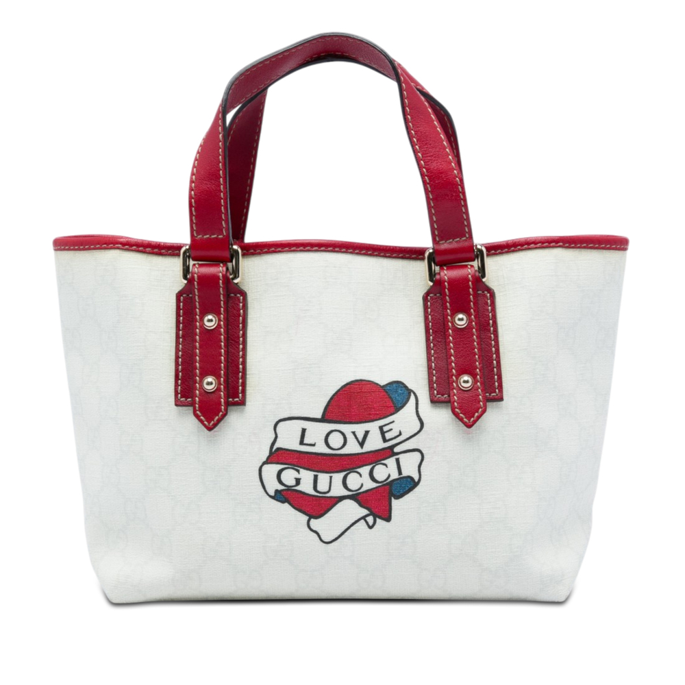 Pre-Loved Gucci GG Supreme Heart Tattoo Handbag